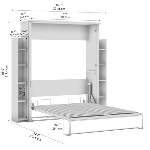 88W Queen Murphy Bed with Shelves