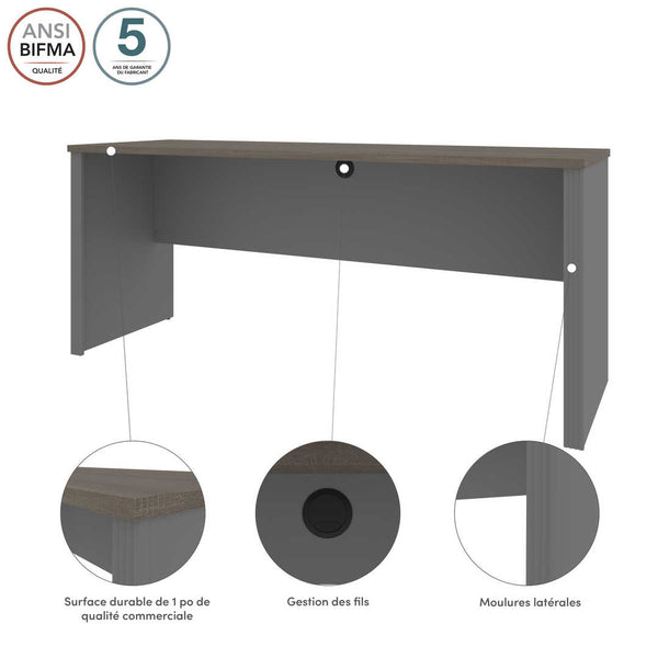 Bureau étroit sans caisson 72L