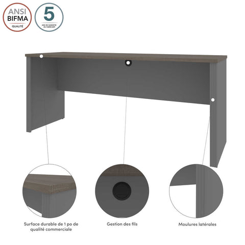 Bureau étroit sans caisson 72L