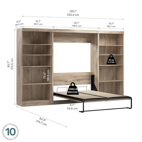 Full Murphy Bed with 2 Shelving Units (131W)
