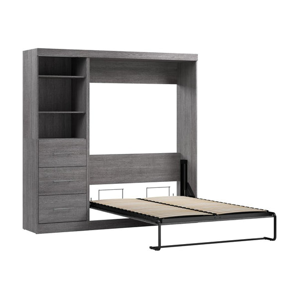 Lit escamotable double et organisateur de garde-robe avec tiroirs (84L)