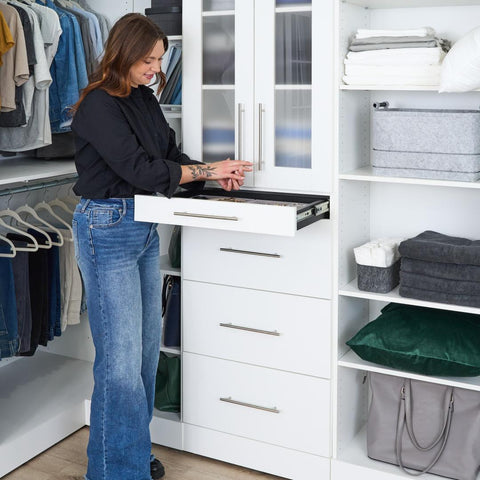 Ensemble de 4 tiroirs lisses pour organisateur de garde-robe modulaire pour walk-in ou placard avec tablettes 36L x 25P Florence