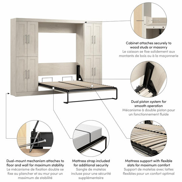 Lit escamotable double avec armoires (109L)