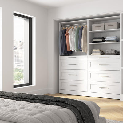 Modular Closet System with Shelves & Drawers, Shaker Style, 71W x 16D