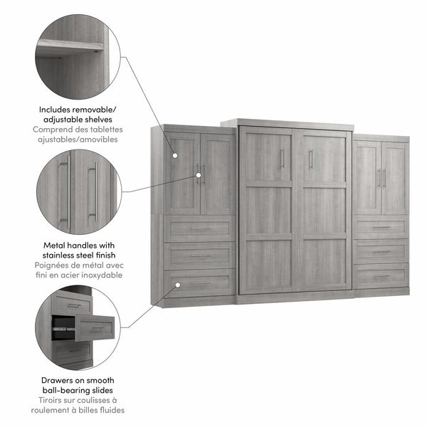Grand lit escamotable avec penderies (136L)