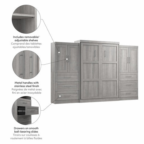 Grand lit escamotable avec penderies (136L)
