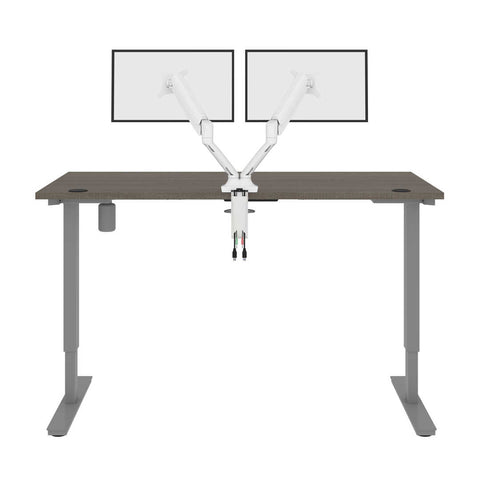 Bureau assis-debout 60L x 30P avec support double pour moniteurs