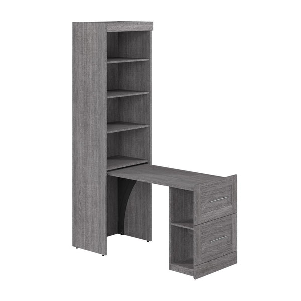 25W Pull-Out Desk Cabinet with Shelves and Hidden Storage