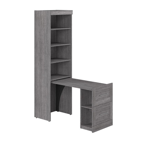25W Pull-Out Desk Cabinet with Shelves and Hidden Storage