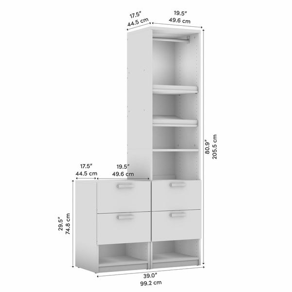 Organisateur de garde-robe avec table de chevet 40L