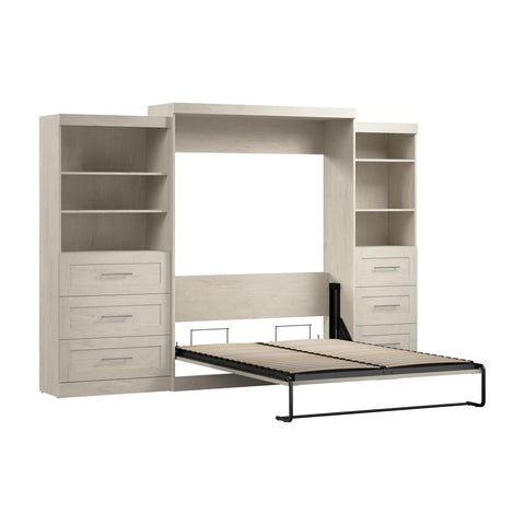 Queen Murphy Bed and 2 Shelving Units with Drawers (126W)