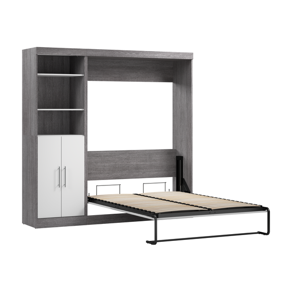 Lit escamotable double et organisateur de garde-robe avec portes (84L)