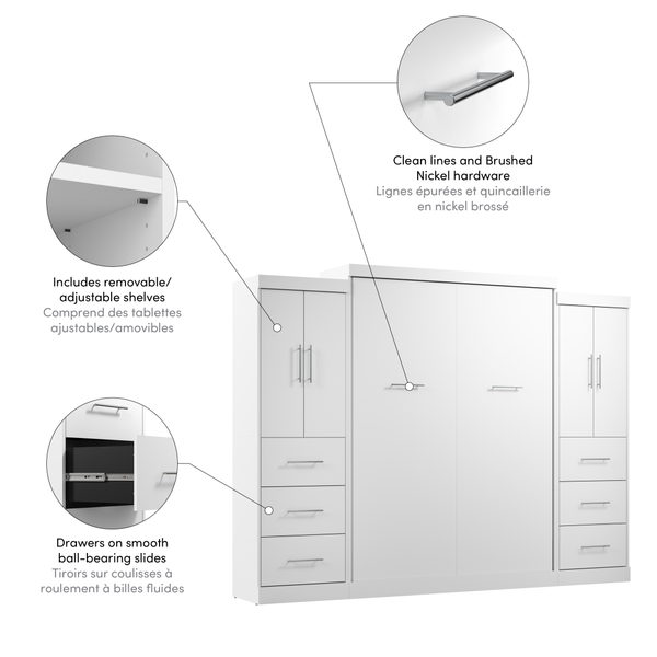 Queen Murphy Bed with 2 Wardrobes (115W)