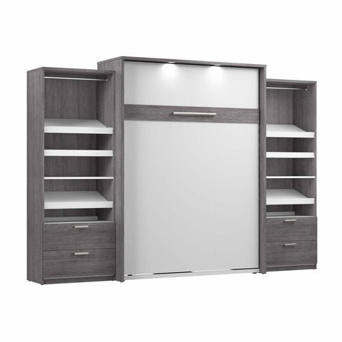 Grand lit escamotable avec 2 organisateurs de garde-robe avec tiroirs (125L)