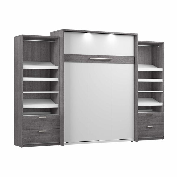 Queen Murphy Bed with 2 Closet Organizers with Drawers (125W)