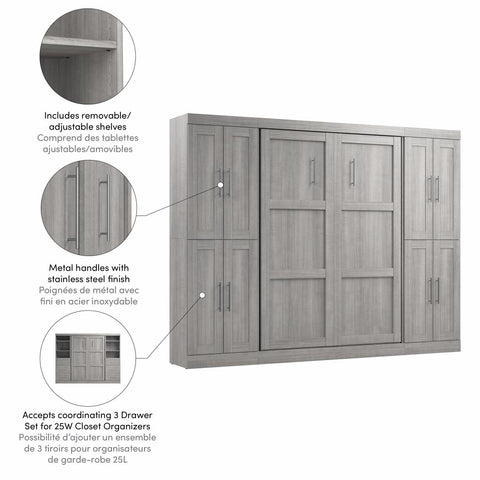 Lit escamotable double avec armoires (109L)