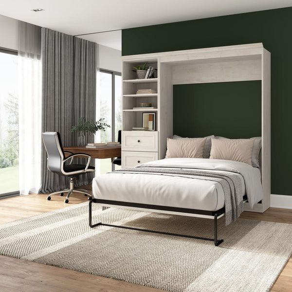 Lit escamotable double et organisateur de garde-robe avec tiroirs (84L)