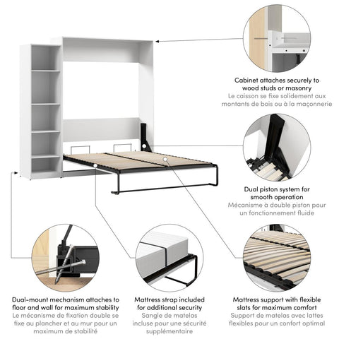 Queen Murphy Bed with Closet Organizer (85W)