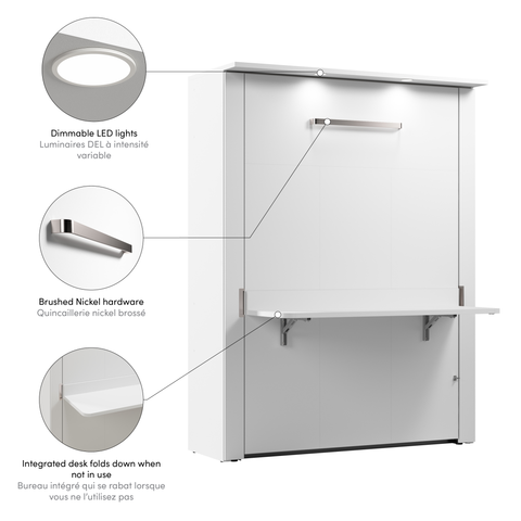 Lit escamotable double avec bureau 61L
