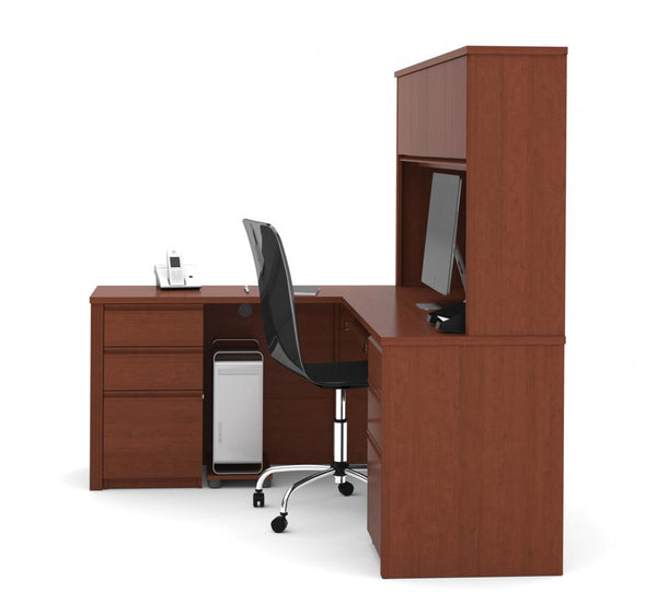 Bureau en L avec deux caissons et une huche