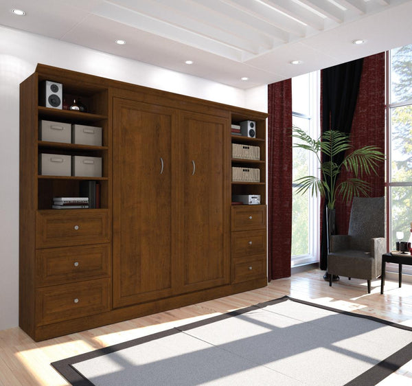 Lit escamotable double et 2 organisateurs de garde-robe avec tiroirs (109L)