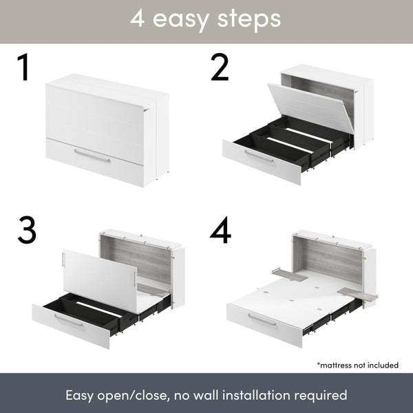 63W Queen Murphy Cabinet Bed with Pullout Drawer