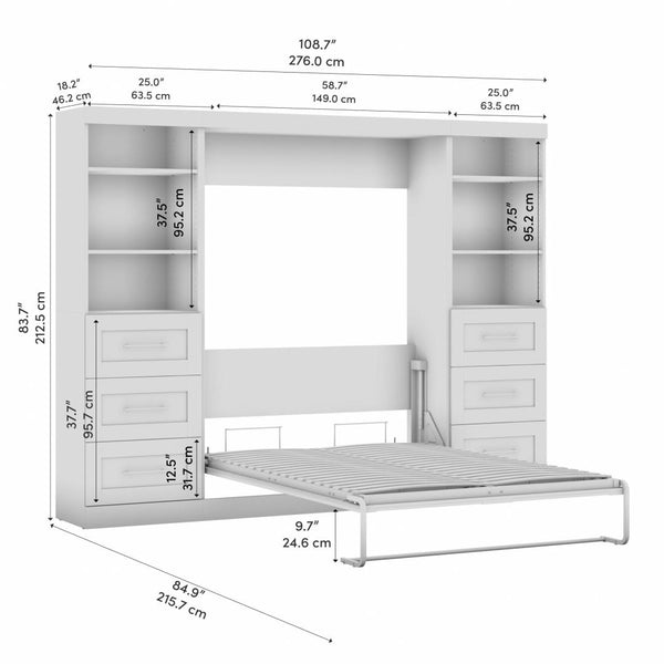 Full Murphy Bed and 2 Shelving Units with Drawers (109W)