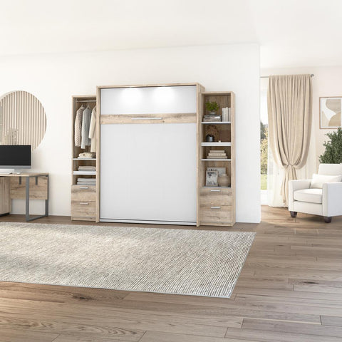 Grand lit escamotable et 2 organisateurs de garde-robe avec tiroirs (105L)