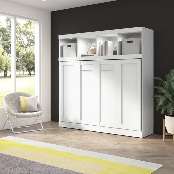 80W Full Horizontal Murphy Bed with Overhead Storage