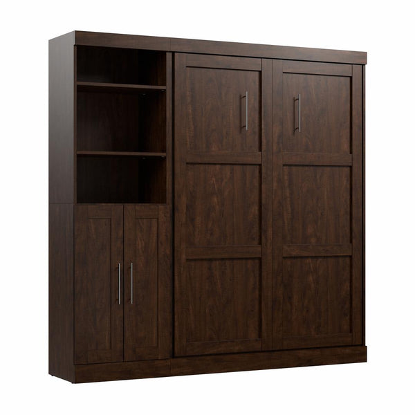 Lit escamotable double et organisateur de garde-robe avec portes (84L)