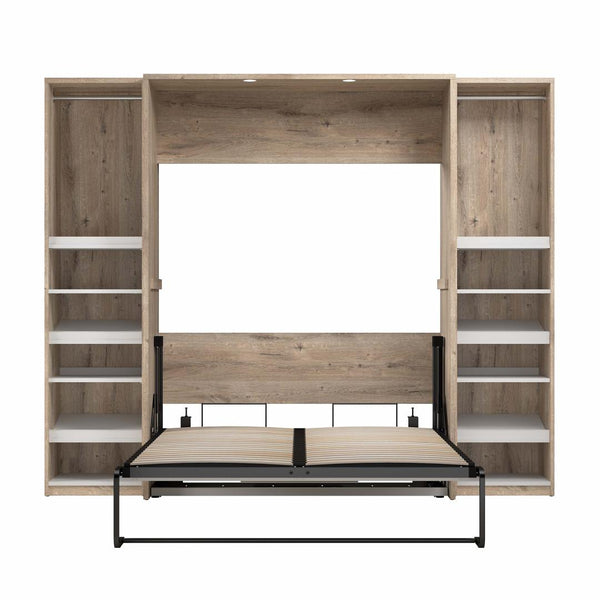 Lit escamotable double avec 2 organisateurs de garde-robe (99L)