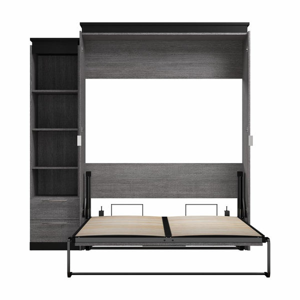 Queen Murphy Bed with Shelves and Drawers (87W)