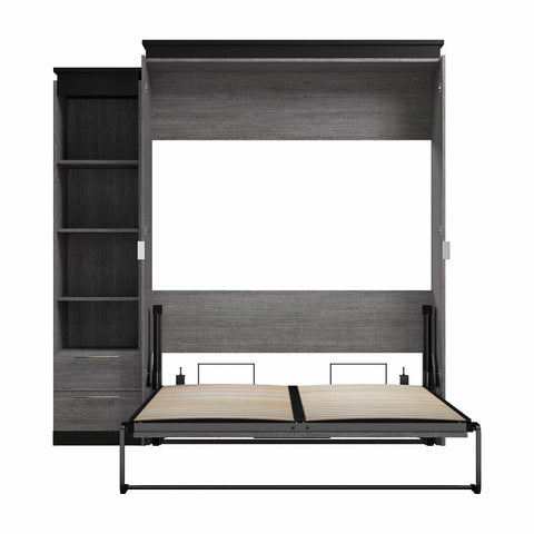 Grand lit escamotable avec tablettes et tiroirs (87L)