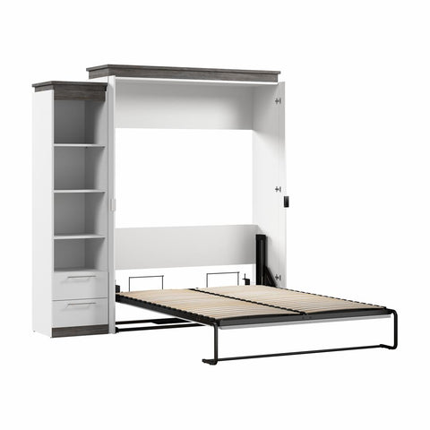 Grand lit escamotable avec tablettes et tiroirs (87L)