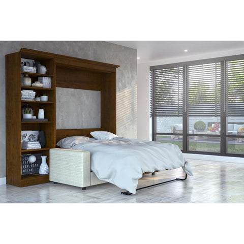 Lit escamotable double avec canapé et organisateur de garde-robe (91L)