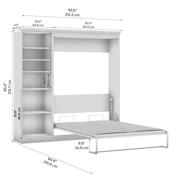 Lit escamotable double et organisateur de garde-robe (84L)