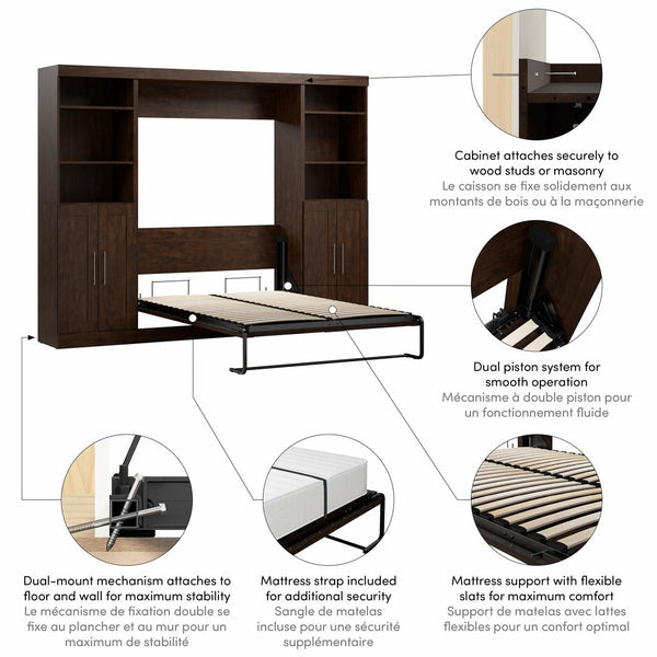 Full Murphy Bed with Closet Storage Organizers (109W)