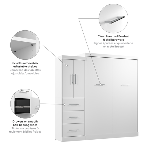 Grand lit escamotable avec armoire-penderie (90L)