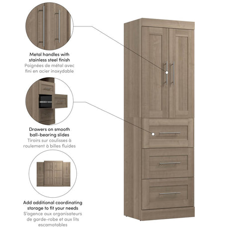 Contemporary Closet System with Drawers, 25W x 19D