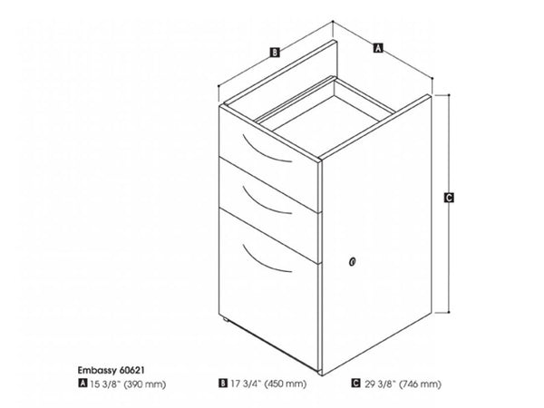 Add-On Pedestal with 3 Drawers