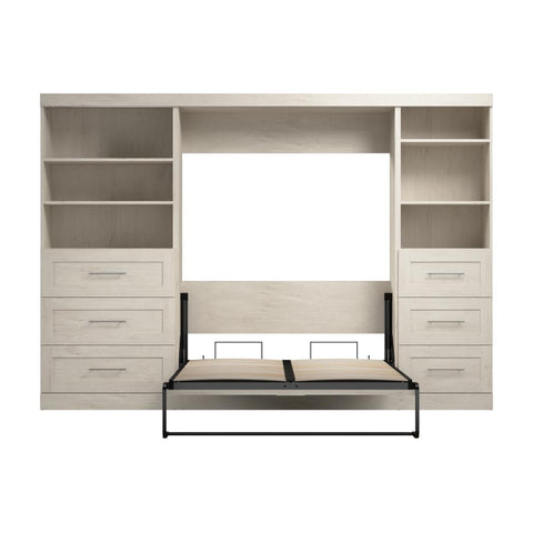 Full Murphy Bed and 2 Shelving Units with Drawers (120W)