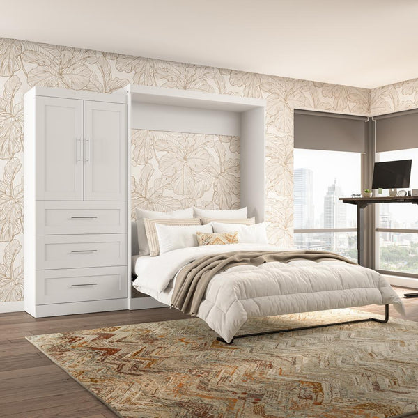 Grand lit escamotable et armoire avec tiroirs (101L)