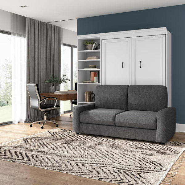 Lit escamotable double avec canapé et organisateur de garde-robe (91L)