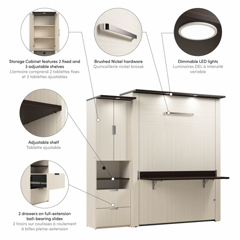 Grand lit escamotable avec bureau et armoire (91L)