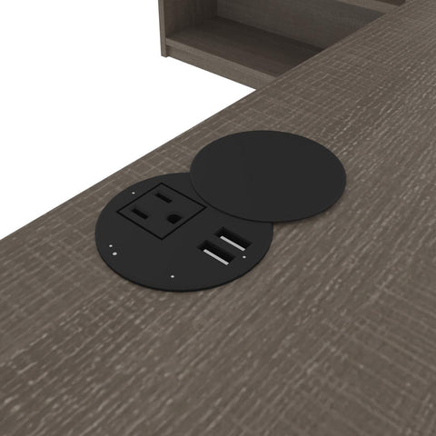 72W L-Shaped Standing Desk with Bookcase and File Cabinet