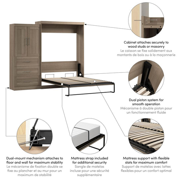 Grand lit escamotable et armoire avec tiroirs (101L)