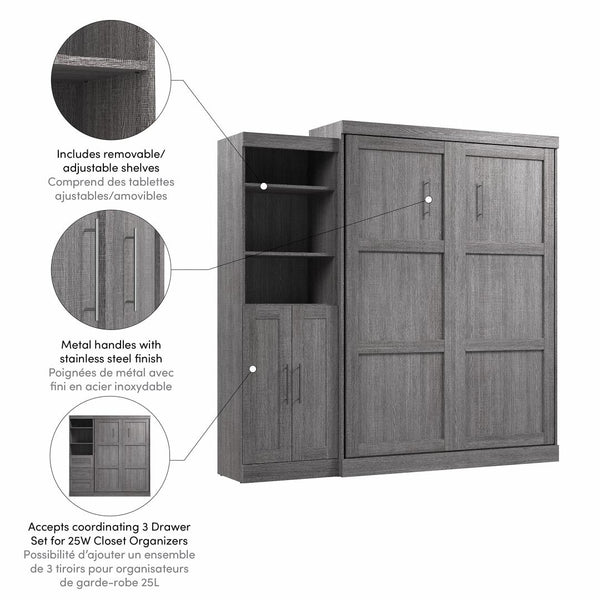 Queen Murphy Bed and Closet Organizer with Doors (90W)