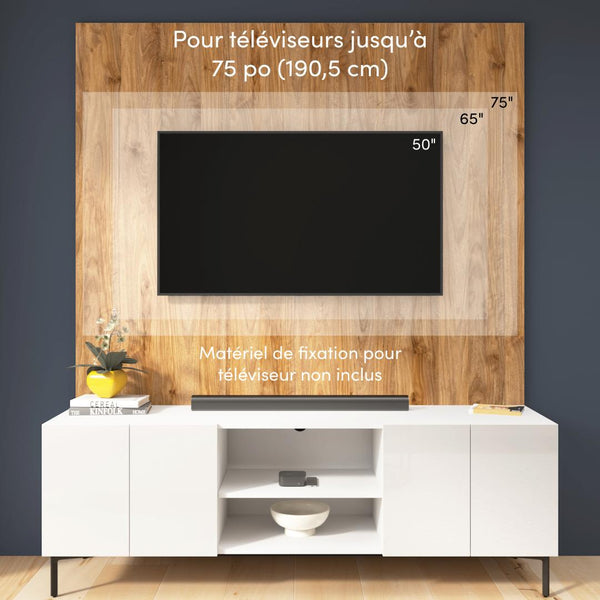94W Modular Entertainment Center with TV Stand, Storage Cabinet, Hutch, and Small Wall Panel