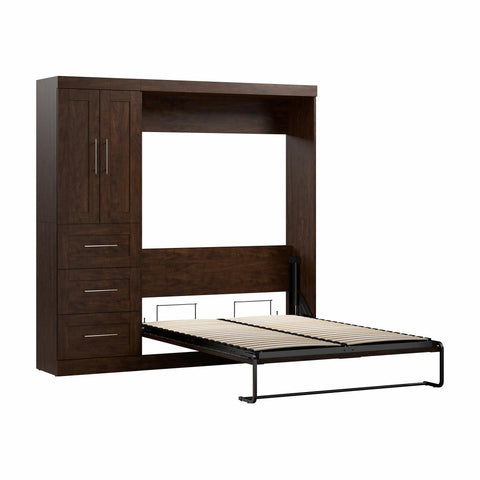 Lit escamotable double avec organisateur de garde-robe avec tiroirs (84L)