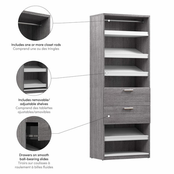 Organisateur de garde-robe avec tiroirs 30L